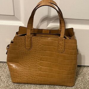 a new day Tan Crocodile-Embossed Satchel